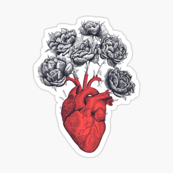 Heart with peonies Sticker