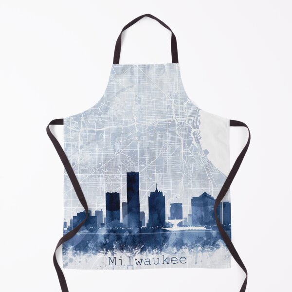 Item preview, Milwaukee Skyline & Map Acuarela azul marino, impresión de Zouzounio Art designed and sold by zouzounioart.