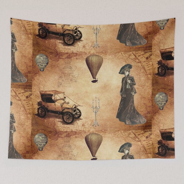 Item preview, Vintage Steampunk Elegant Lady World Map designed and sold by silviaol.