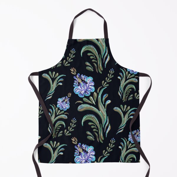 Item preview, Blue and Green Floral Print on Black Background designed and sold by PinHookPrincess.