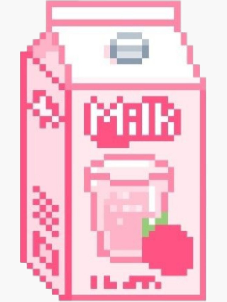 Pixel Strawberry Milk Carton Sticker By Indiecottage Redbubble 1475