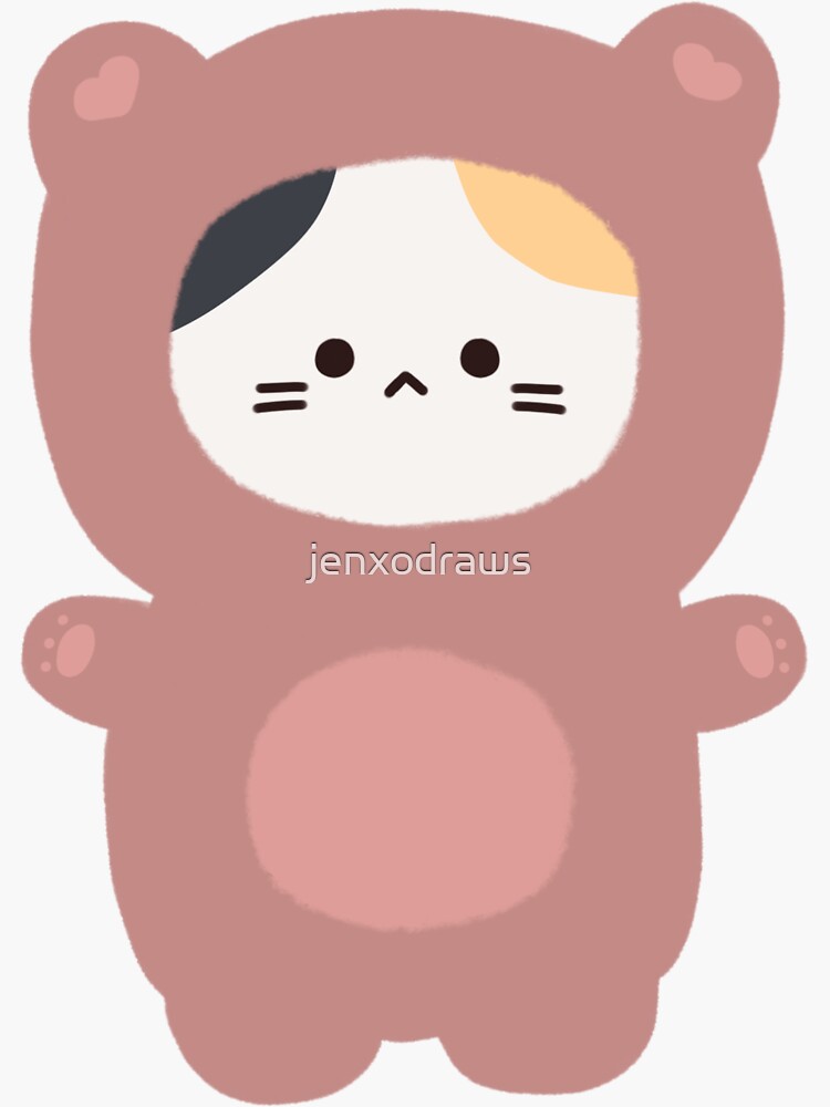 "calico cat in bear costume" Sticker by jjkxo Redbubble
