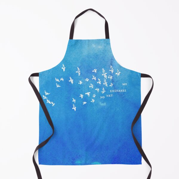 Item preview, "No net ensnares me" + flock of birds - Jane Eyre quote, Charlotte Bronte (white text on blue watercolor) designed and sold by Ofeefee.