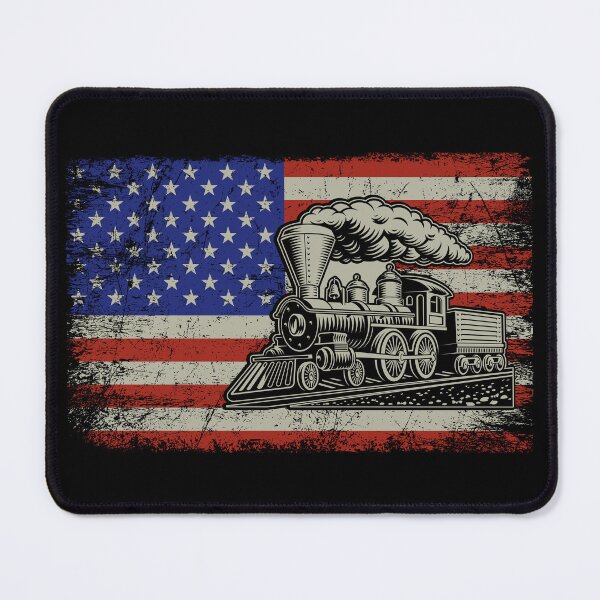 Item preview, Steam Train on USA Flag Steam Engine Railroad Locomotive. designed and sold by TheTrainRoom.