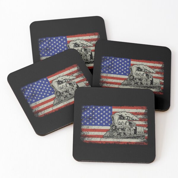 Item preview, Steam Train on USA Flag Steam Engine Railroad Locomotive. designed and sold by TheTrainRoom.