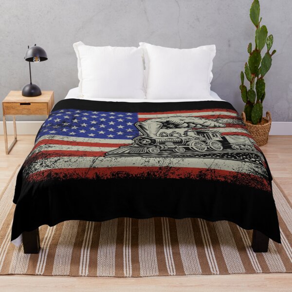 Item preview, Steam Train on USA Flag Steam Engine Railroad Locomotive. designed and sold by TheTrainRoom.