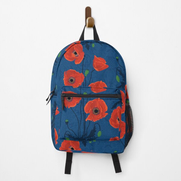 Item preview, Red Poppies on Blue Decorative pattern designed and sold by Urbaun.