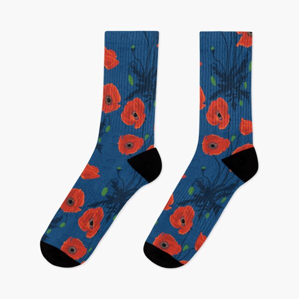 Item preview, Red Poppies on Blue Decorative pattern designed and sold by Urbaun.