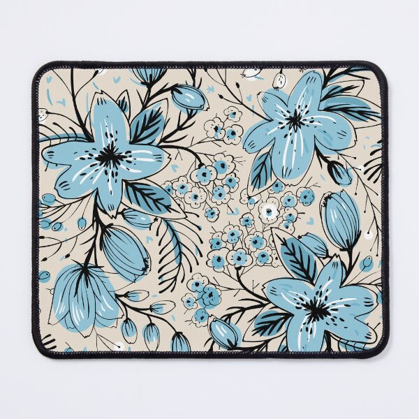 Item preview, Blue on Beige Floral Print designed and sold by PinHookPrincess.