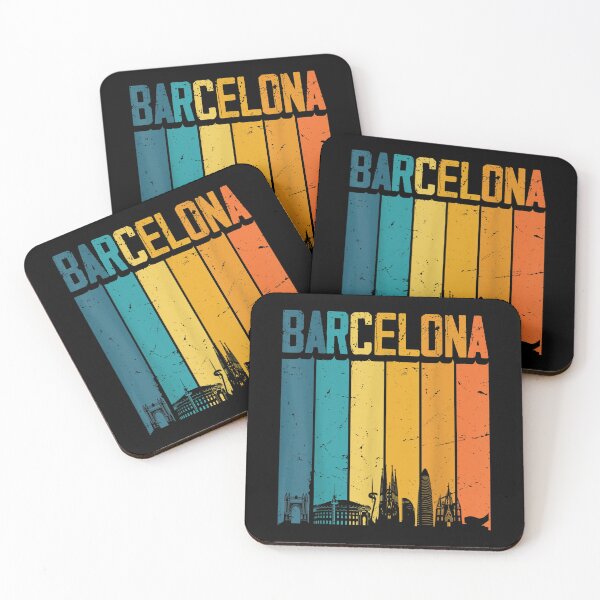 Item preview, Barcelona Spain Retro Vintage Sunset Skyline Barcelona  designed and sold by 77tara.