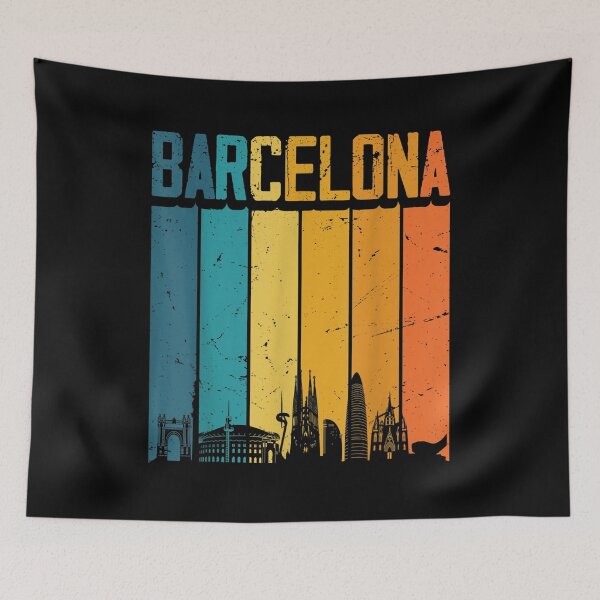 Item preview, Barcelona Spain Retro Vintage Sunset Skyline Barcelona  designed and sold by 77tara.