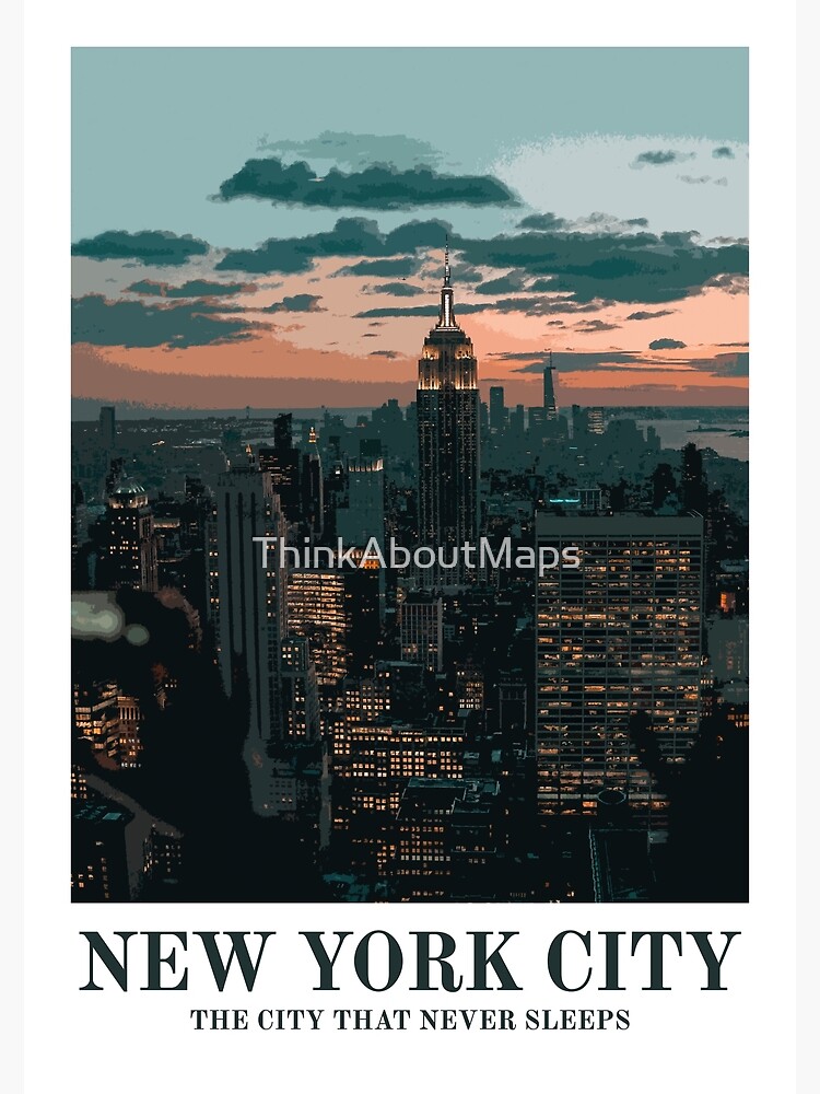 "New York Art Print, NYC Vintage Travel Poster, New York City Print