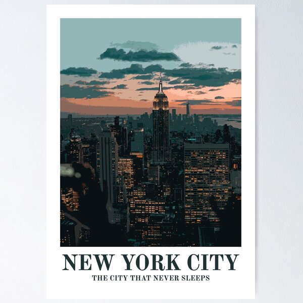 Item preview, New York Art Print, NYC Vintage Travel Poster, New York City Print designed and sold by ThinkAboutMaps.