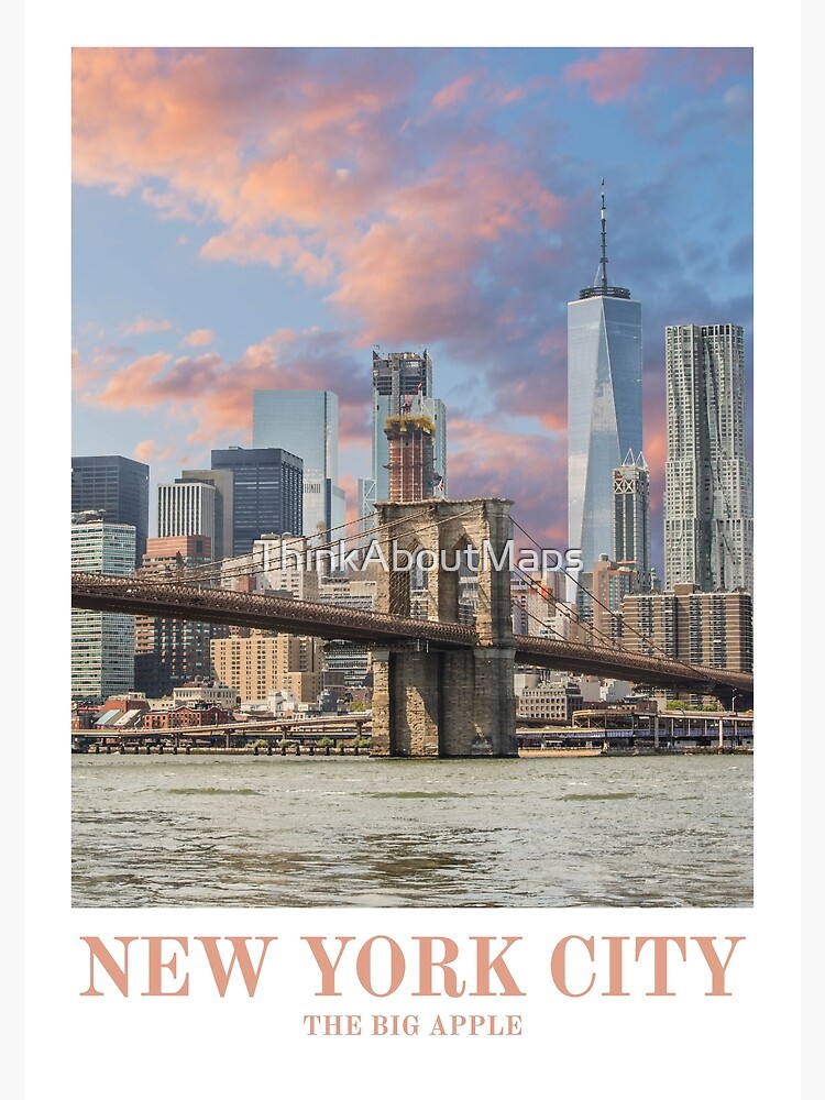 New York Art Print, NYC Vintage Travel Poster, New York City Print Poster  for Sale by ThinkAboutMaps