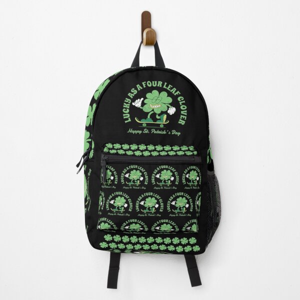 Item preview, Happy St Patrick's Day Lucky As Four Leaf Clover Skater on Black designed and sold by MadMando.