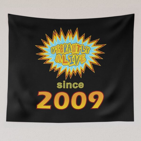 Item preview, Vibrantly Alive Since 2009 Birthday Birth Year, Blue Yellow designed and sold by artfulnotebook.