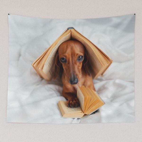 Item preview, Cute Dog With Books in Bed designed and sold by ONORMAL.