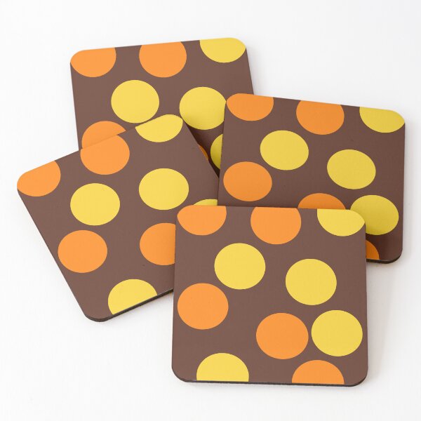Item preview, Orange, yellow Polka Dots on Brown Background designed and sold by River Graphic Design.
