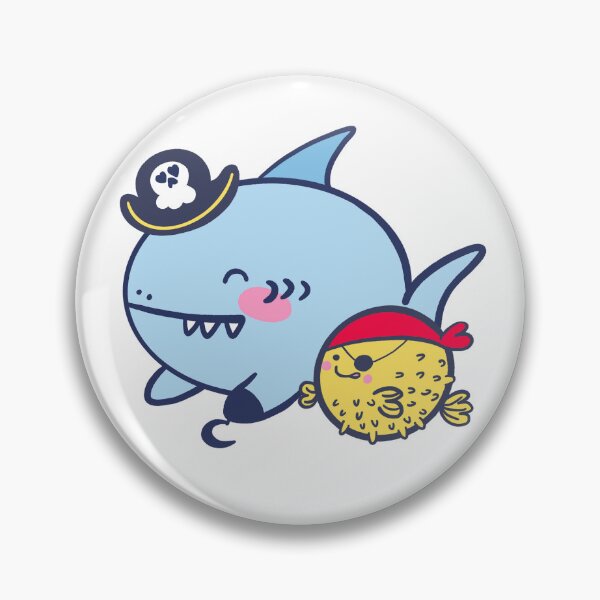 Item preview, SweetTooth the Pirate Shark with first mate Mr. Puff designed and sold by Clickietops.