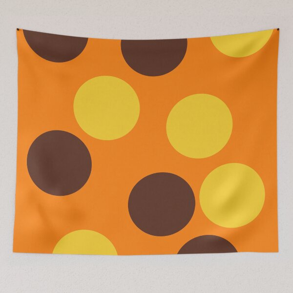 Item preview, Brown, yellow Polka Dots on Orange Background designed and sold by River Graphic Design.