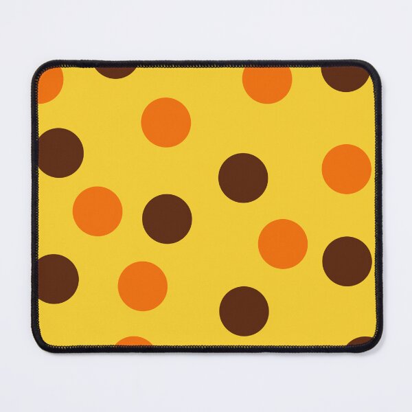 Item preview, orange and brown polka dots on a yellow background designed and sold by River Graphic Design.