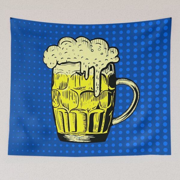 Item preview, Beer O'Clock! Pop Art - Blue Retro, Vintage, Beer Appreciation Club Colorful Design designed and sold by MrGiftee.