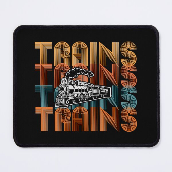 Item preview, Trains Trains Trains Retro Words Lettering Steam Engine Railroad Locomotive. designed and sold by TheTrainRoom.