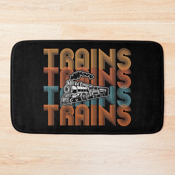 Item preview, Trains Trains Trains Retro Words Lettering Steam Engine Railroad Locomotive. designed and sold by TheTrainRoom.