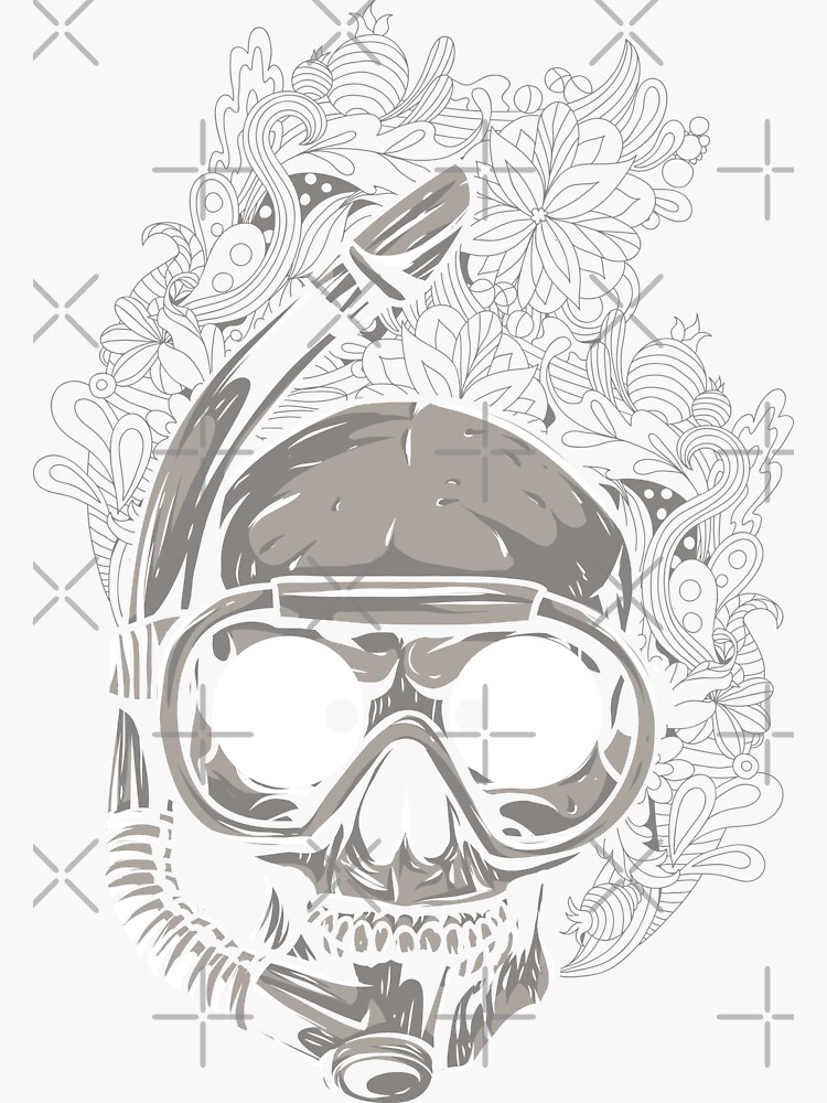 "Skull Snorkel" Sticker for Sale by ohjanboyd Redbubble