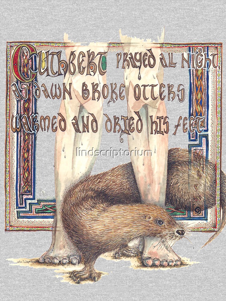 "St. Cuthbert and the Otter" Pullover Hoodie by lindscriptorium Redbubble