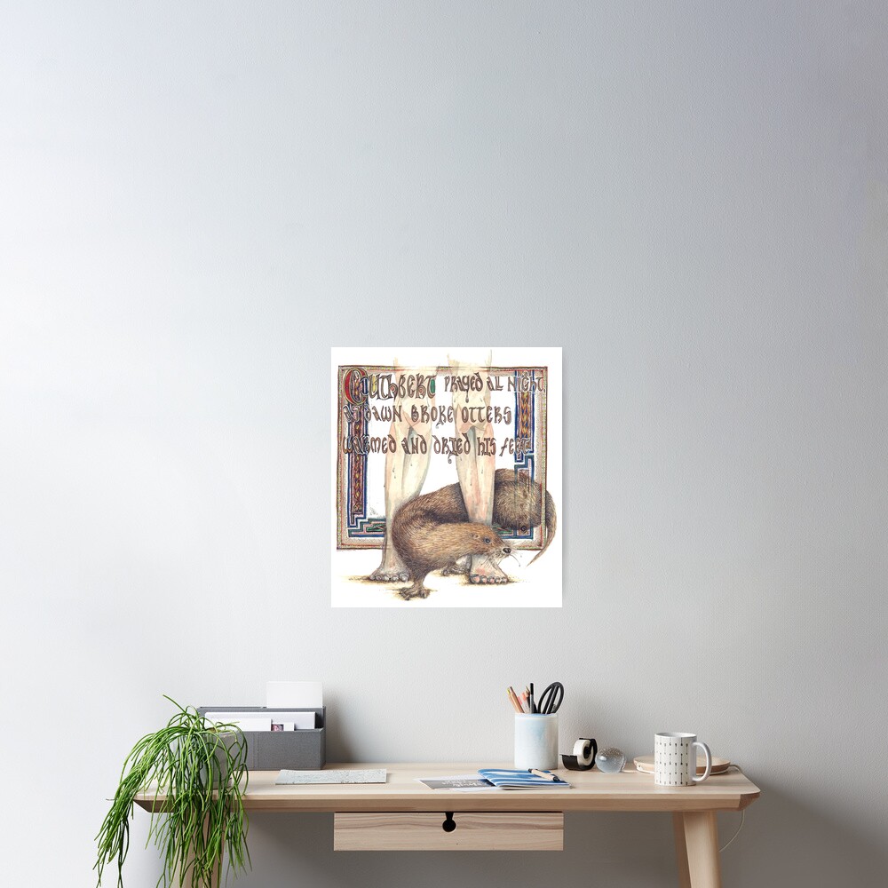 "St. Cuthbert and the Otter" Poster by lindscriptorium Redbubble