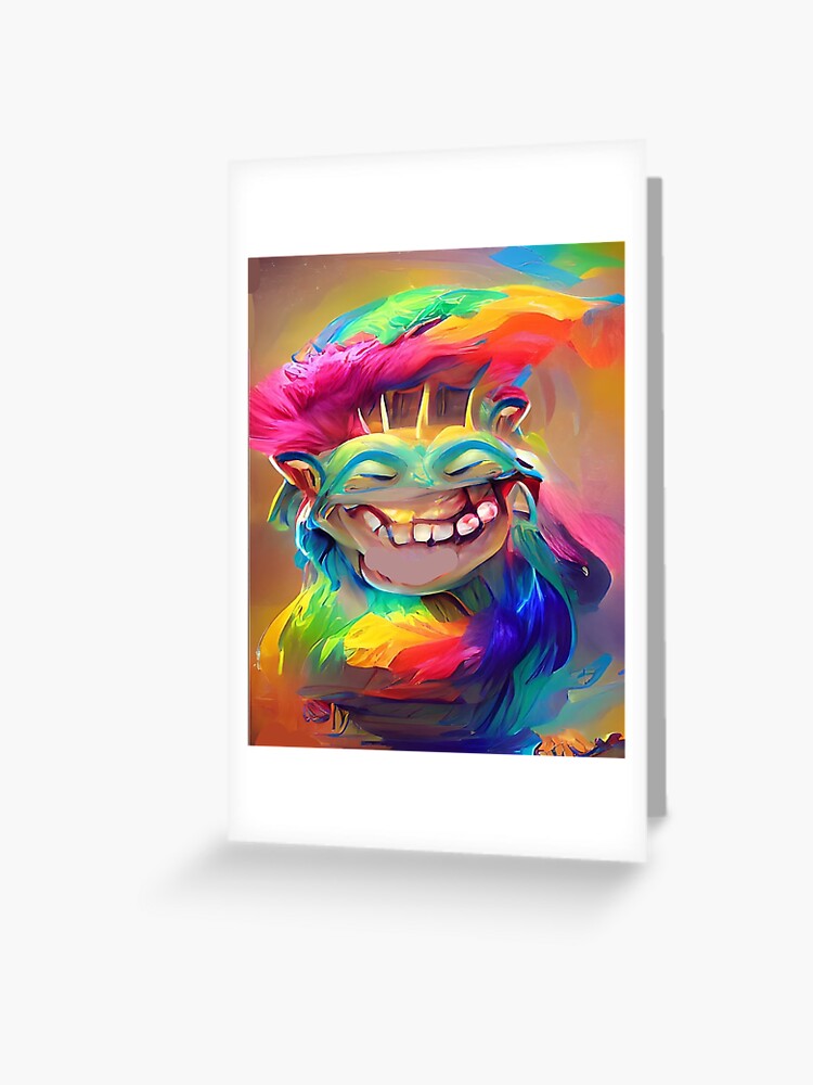 Creepy happy troll face | Greeting Card