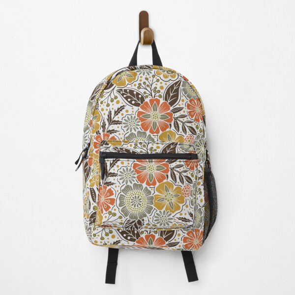 Item preview, Retro 1970s Floral in Gold, Orange, Olive & Brown designed and sold by somecallmebeth.