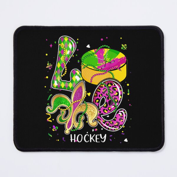 Item preview, I Love Hockey Mardi Gras Beads Costume Leopard Plaid  designed and sold by wendyy88.