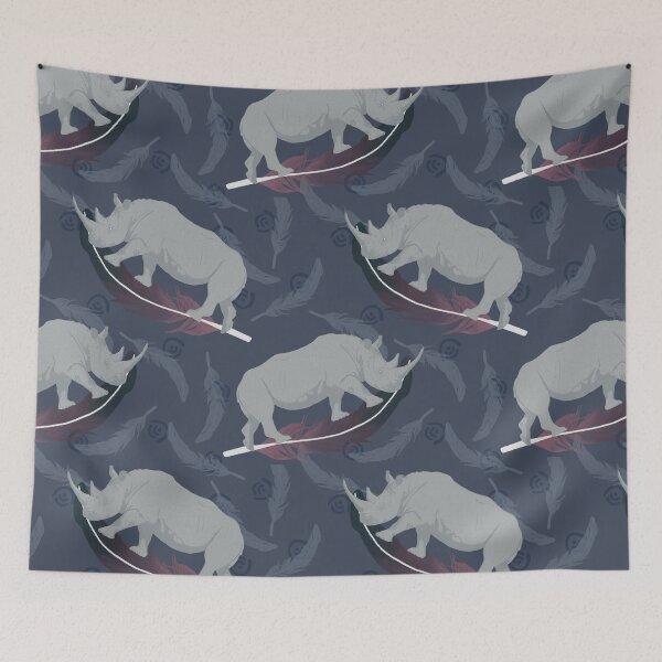 Item preview, Floating White Rhino - Indigo Blue designed and sold by Jasrese.