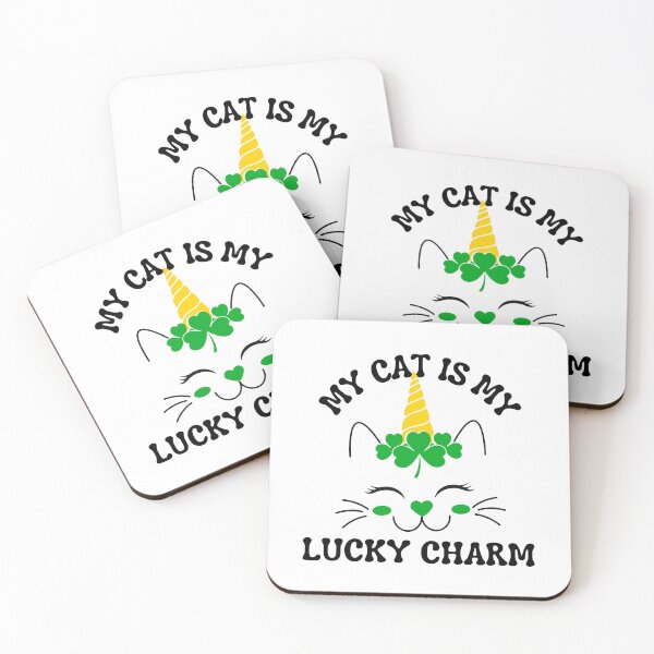 Item preview, My Cat Is My Lucky Charm, Fun print for cat lovers who like St. Paddy's day, caticorns and being awesome designed and sold by Auntieck.