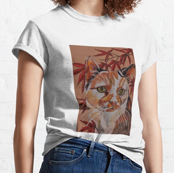 Cat and Japanese Maple Classic T-Shirt