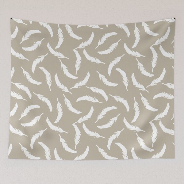 Aperçu de l'œuvre Floating Feathers - White on Khaki créée et vendue par Jasrese.