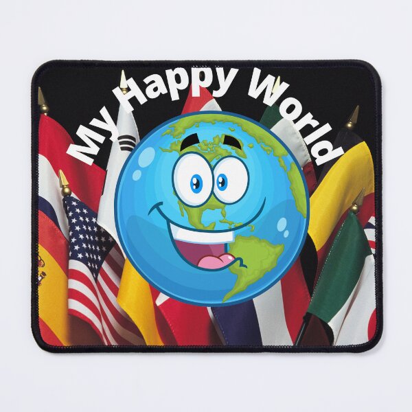 Item preview, My Happy World Earth and Flags Poster, Earth Day Gift designed and sold by LGMmugsdesign.