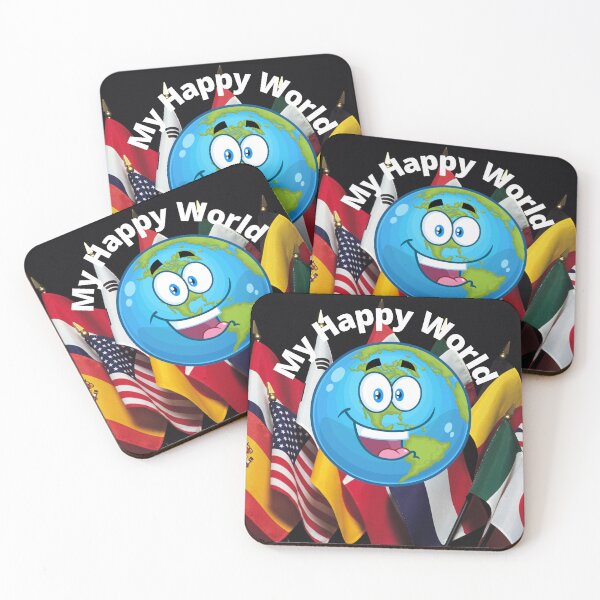 Item preview, My Happy World Earth and Flags Poster, Earth Day Gift designed and sold by LGMmugsdesign.