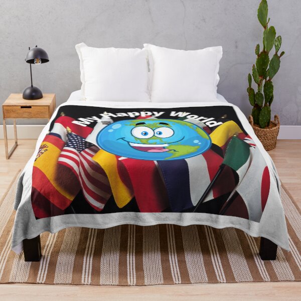 Item preview, My Happy World Earth and Flags Poster, Earth Day Gift designed and sold by LGMmugsdesign.