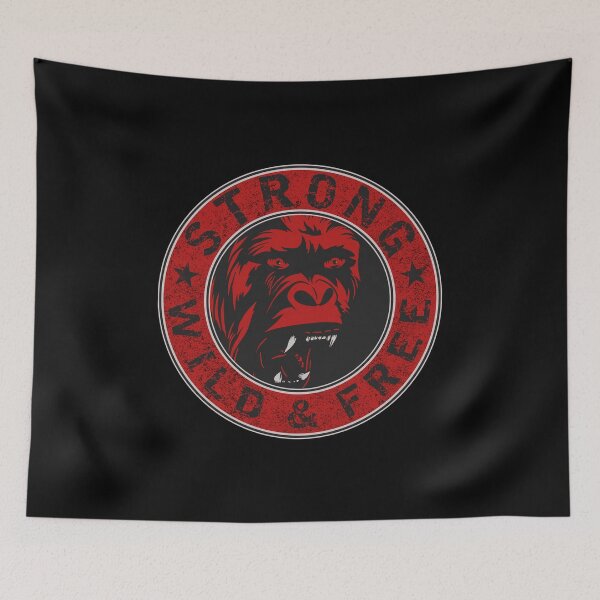 Item preview, Gym Fitness Gorilla Strong Wild & Free designed and sold by OmmeDesigns.