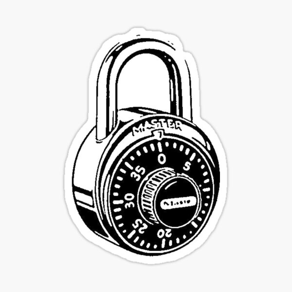 Padlock vintage patent drawing - Lock - Sticker