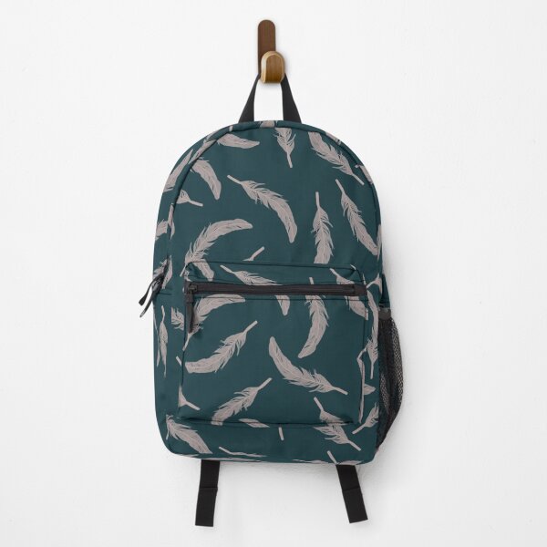 Item preview, Floating Feathers Pattern - Khaki on Dark Teal designed and sold by Jasrese.