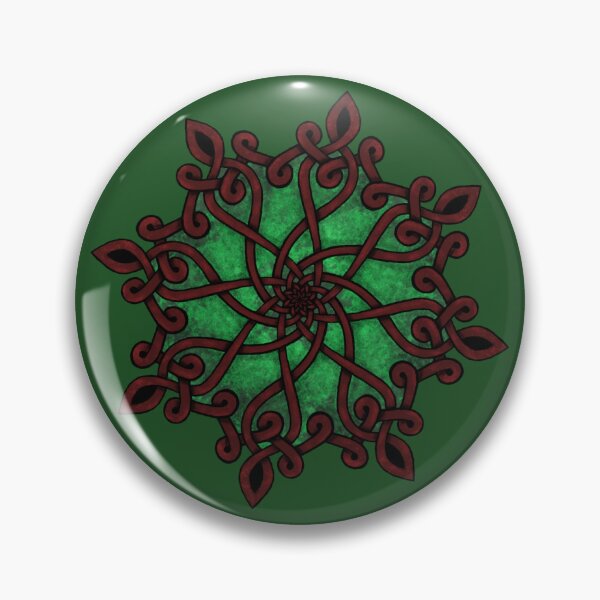Item preview, Red Brown Knotted Root on a Green Moss Mandala designed and sold by Crystal-Bell.