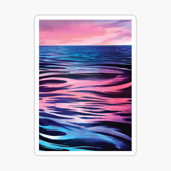 Ocean surface landscape, Sunset, Seaside, Sky, Beautiful Sticker