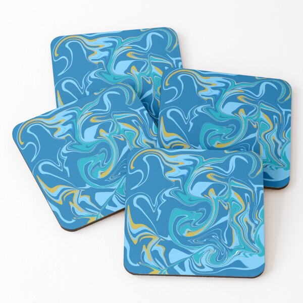 Item preview, Abstract Colorful Liquid Art Pattern Blue, Gold, and Teal designed and sold by quinellie.