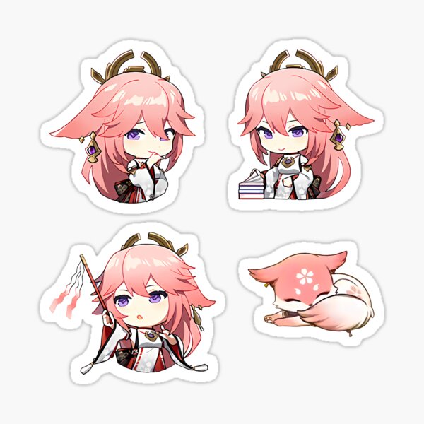 Item preview, Yae Miko 4th :: Guuji :: Yae Sakura Genshin Impact Chibi Stickers Set designed and sold by dudu-inpajamas.