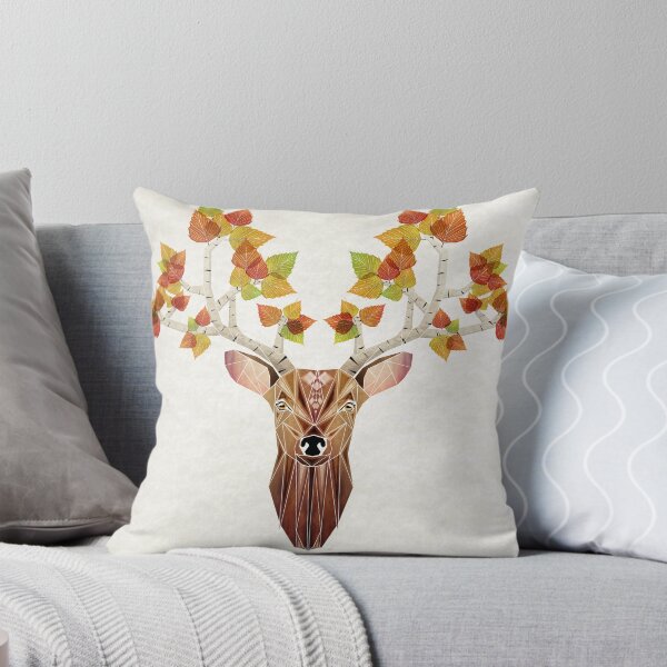 deer autumn Throw Pillow