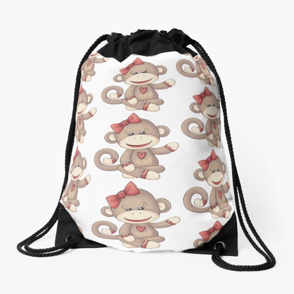 Baby Girl Sock Monkey Drawstring Bag